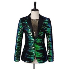 Men Tuxedo Dress Jacket Suit Blazer Party Prom Coat Top Showman Costume Slim New