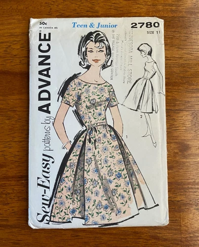 Vintage 60’s Advance Pattern 2780 Sew-Easy Teen and Junior Dress Uncut Rare! 