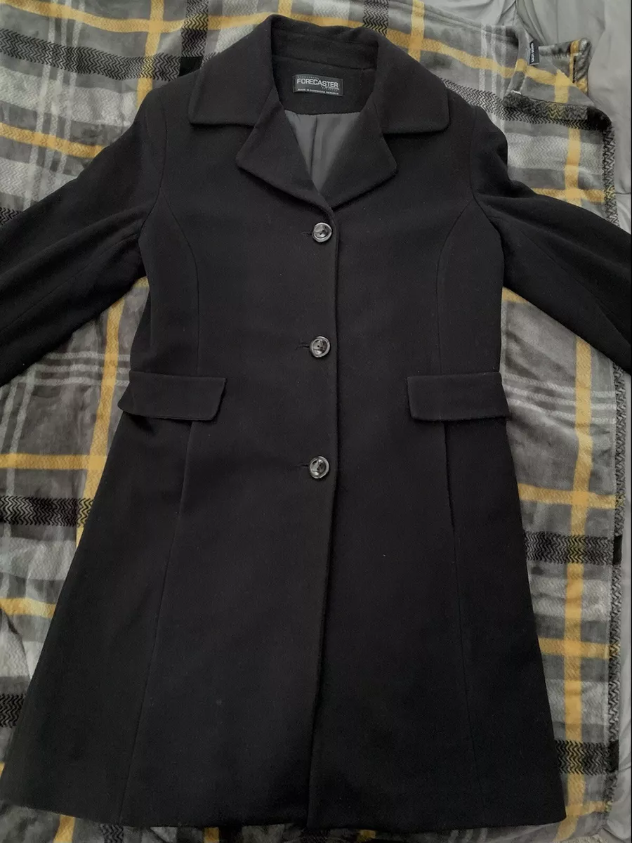 Vintage Forecaster of Boston Women s Wool Cashmere Blk Trench Coat Size 12