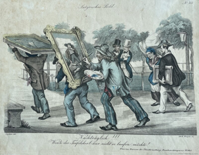 1800s Hand Colored Woodblock Biedermeier Andreas Geiger