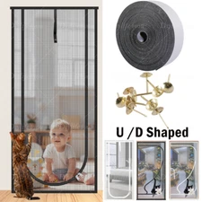 Screen Curtain Door Durable Heavy Duty Pet Cat Mosquito Net Bug Bilateral Zipper