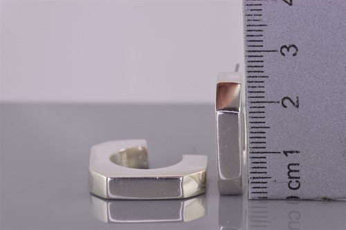 Sterling Silver 23mm x 5mm 3/4 Hoop Block Squared Post Stud 925 Earrings 9g - Picture 6 of 6
