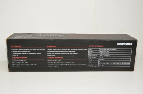 SECURITYMAN 2-In-1 Heavy Duty Door Security Bar Door WIndows Patio (2 Pack) NIB - Picture 2 of 4