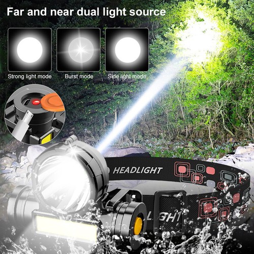 COB LED Stirnlampe Scheinwerfer Kopflampe USB Wiederaufladbar Arbeitslicht NEU - Picture 5 of 12