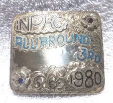 INPHC All Around 3RD 1980 Silver Buckle Flower Hanson Signed Vintage  