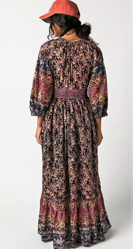 FREE PEOPLE 'Golden Hour' Border Maxi Dress - MEDIUM - Multi Red Combo RRP£158 - Picture 3 of 18