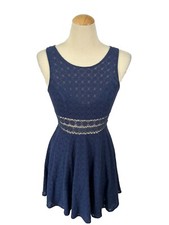 Free People Blue Lace Dress Daisy Fit Flare,Sleeveless Boho Chic Size 0