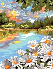 Margot de Paris Needlepoint canvas for halfstitch without yarn The Lake With ...