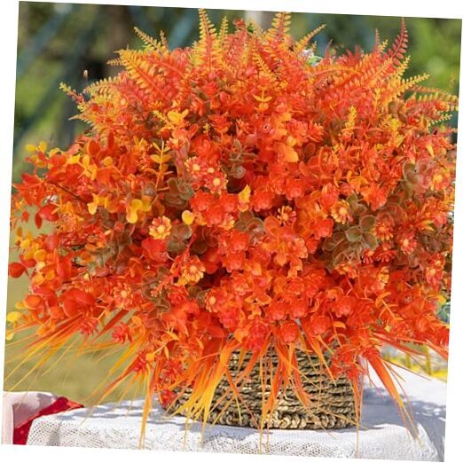 Artificial Flowers for Outdoor,16PCS Artificial Plants Outdoor Autumn Plants,