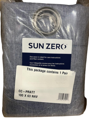 Sun Zero Lichtenberg Grommet Curtains Pratt- Navy- 2 Panels - 100 x63 