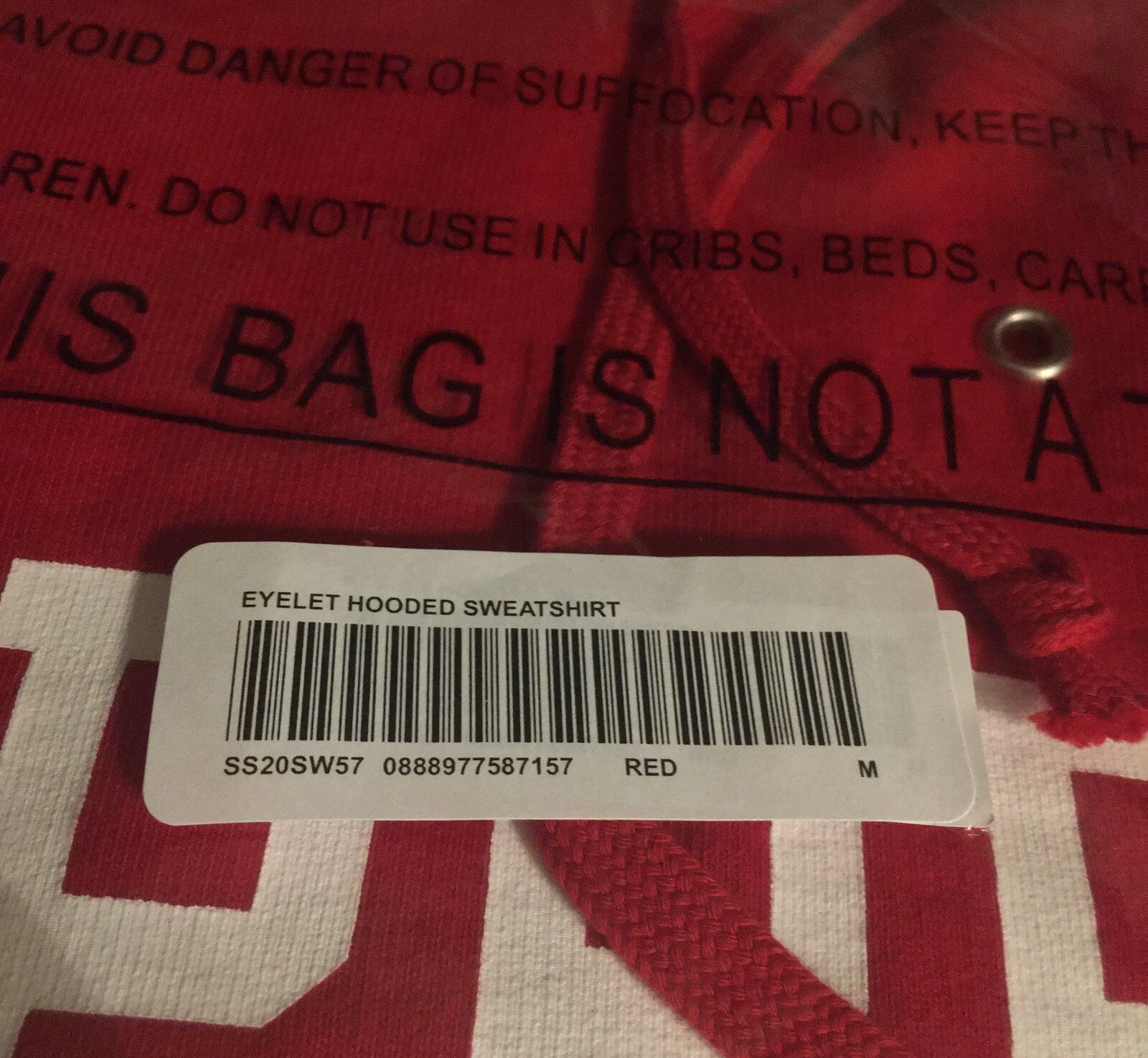 Supreme•Felpa con cappuccio occhiello•Rosso•Taglia Medium•Nuova con etichette
