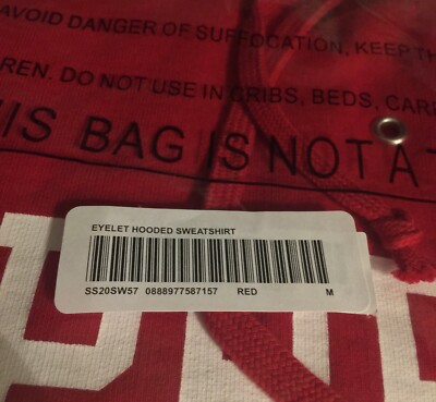 Supreme•Eyelet Hoodie•Red•Size Medium•New With Tags