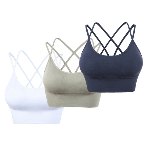 Damen Sport-BH nahtlose Bralette Tank Crop Top gepolstert BH Bustier Cami Weste - Bild 9 von 24