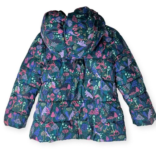Gymboree Mushroom Print Quilted Puffer Jacket Fleece Lined Zipper Front Sz XS 4 - Picture 2 of 14