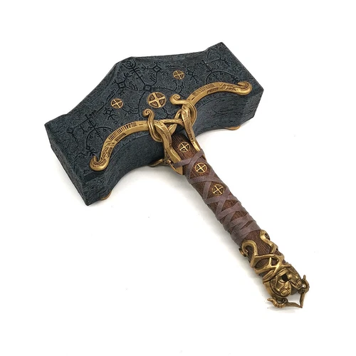 39cm God of War Thor's Hammer Cosplay Props Ragnarok Mjolnir Hammer Model Statue - Picture 8 of 16
