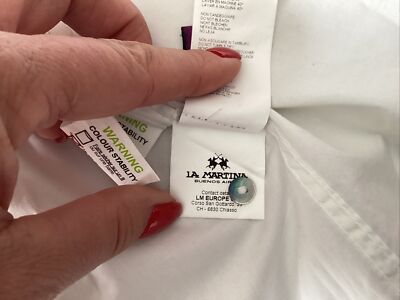 Chemise La Martina (Hugo Boss) Taille 36/38 - Blanc & Bleu, Très Bon état Occasion