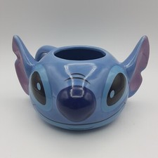 Disney Lilo Stitch Coffee Mug Cup Blue Sculpted 3D Ears Nose Eyes Raised Face