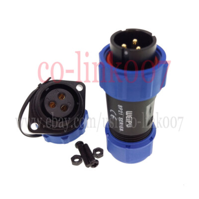 WEIPU 3 Pin Waterproof Automotive Connectors, SP21 Industrial Power Cable Plug