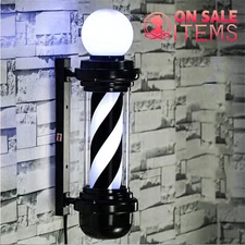 Barber Pole Rotating Light LED Barber Shop Stripes Wall Lamp Hair Salon Sign NEW