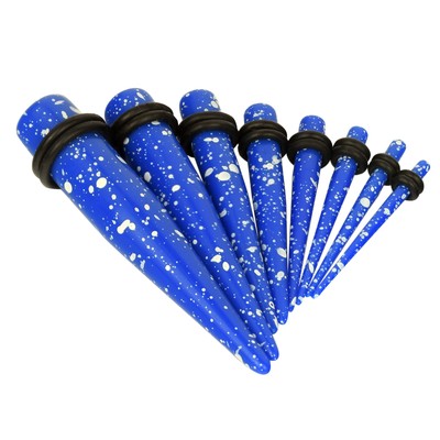 18PCS Blue Acrylic Taper Stretching Kit 14G-00G Ear Gauge Tapers Plugs Sets