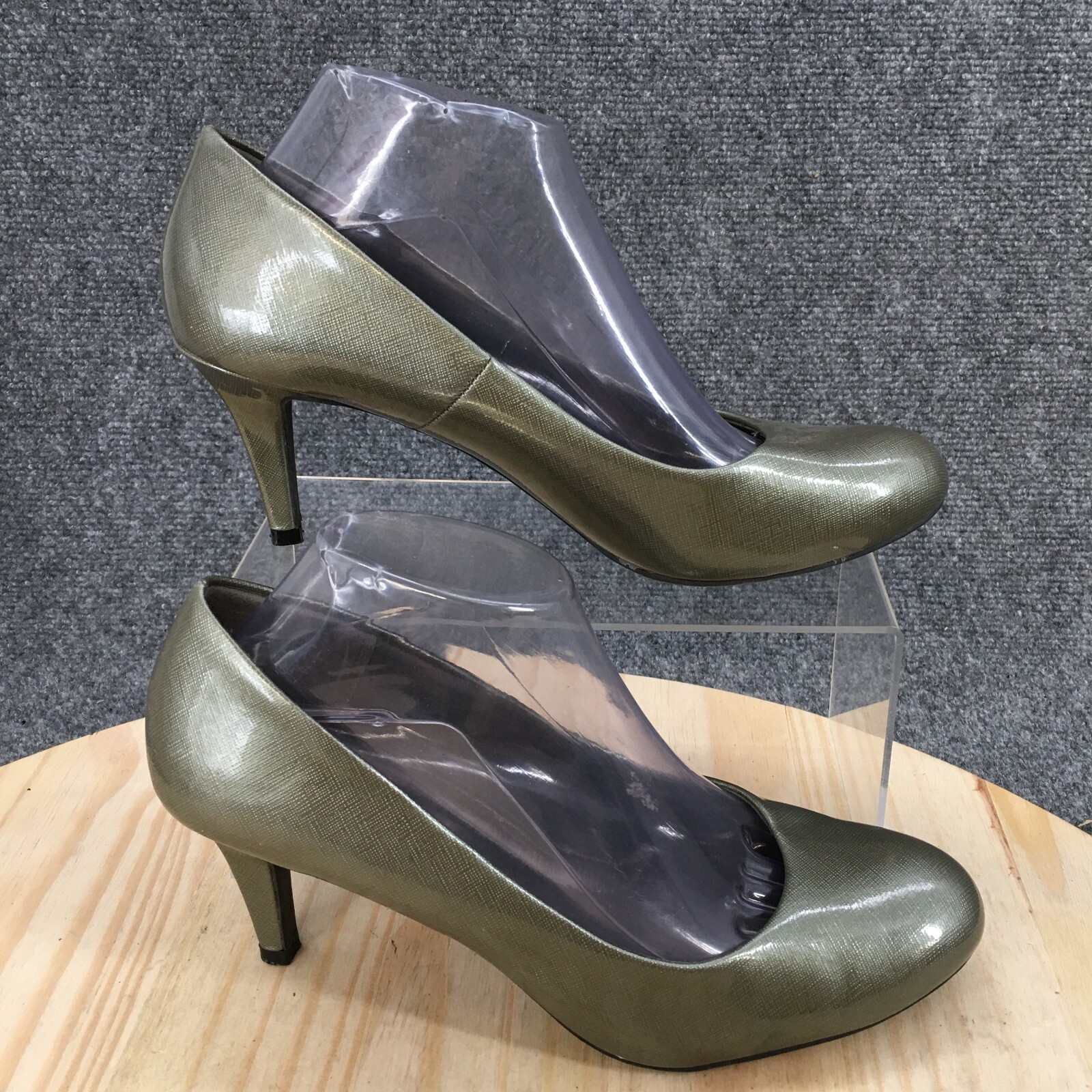 Comfort Plus By Predictions Heels Womens 9.5 Stiletto Pump Green Almond Toe  | eBay