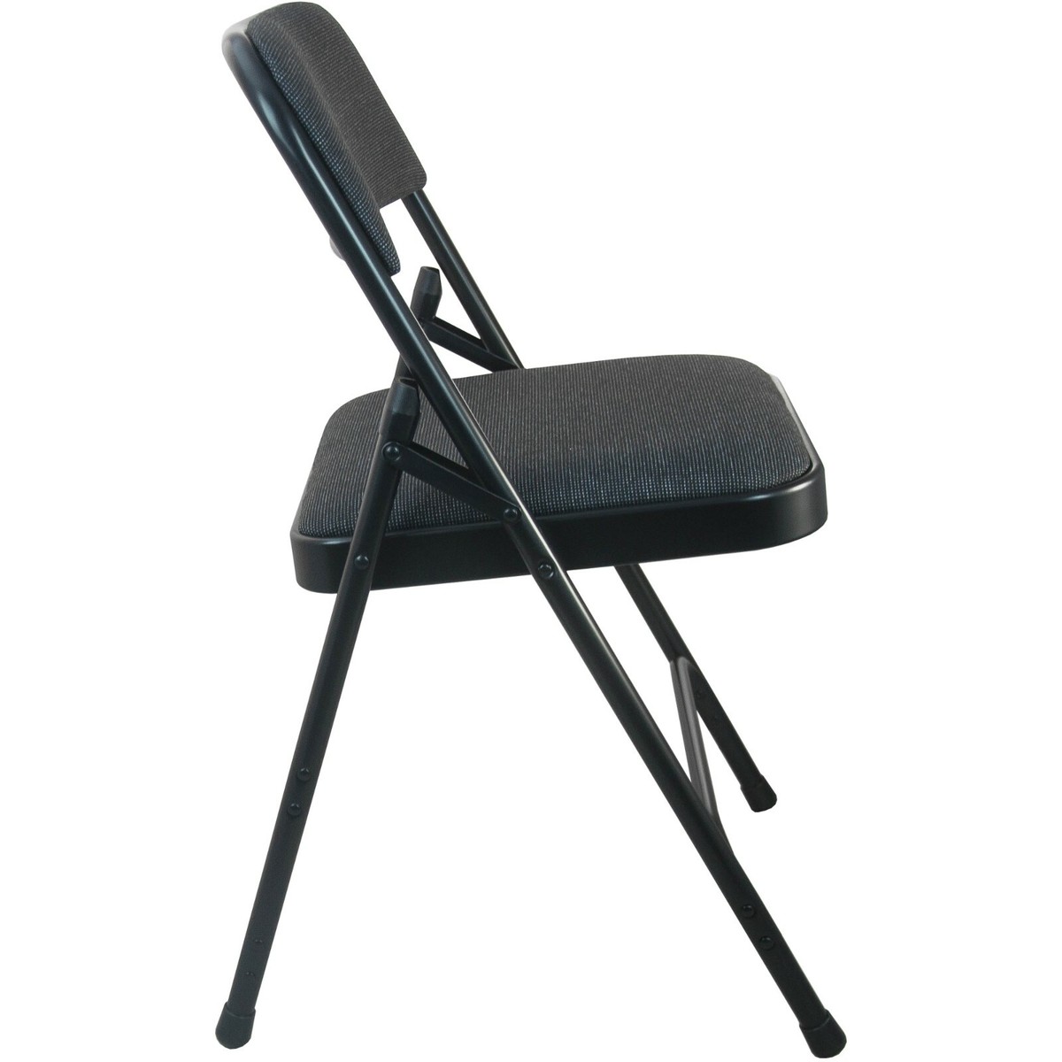 Metal Folding Chair with Black Fabric, Triple Braced & Double