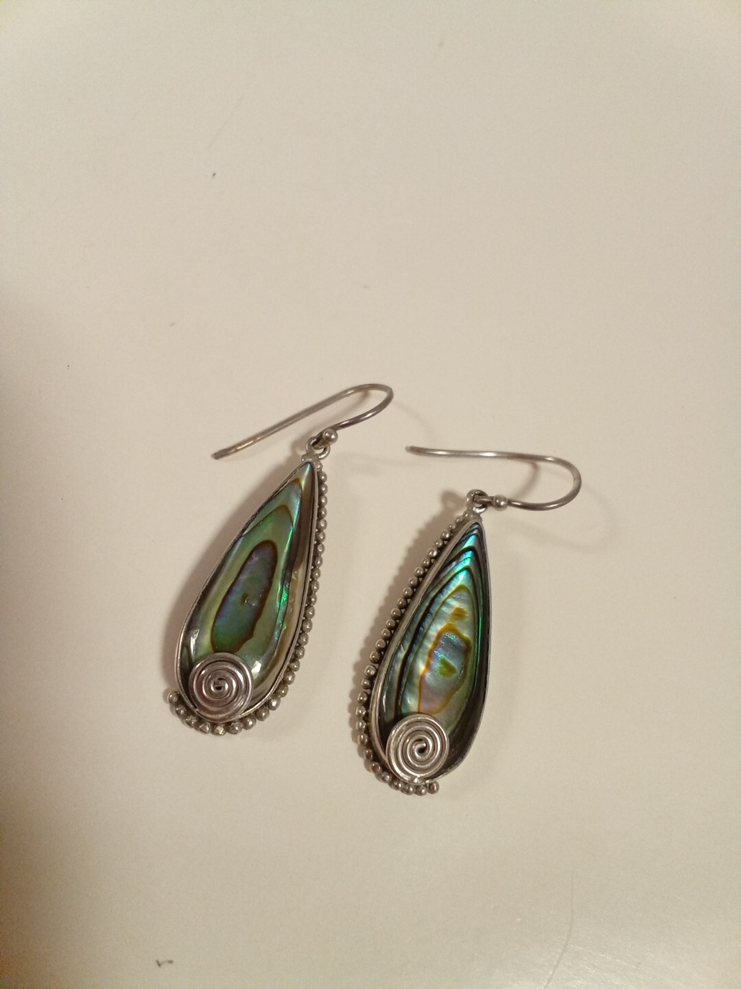 Sterling Silver Abalone Stone Dangle Earrings Lot… - image 4