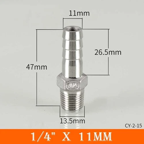 Stainless Male Thread Pipe Fitting x Barb Hose Tail Connector BSP 1/8" to 4" - Bild 12 von 86