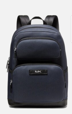 Michael Kors woven backpack purse. Prescott Large Signature Logo Print Woven Backpack in LIGHT  main image 4
