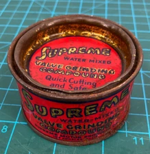 Vintage Supreme Valve Grinding Compound Tin Can Automotive Gas Oil