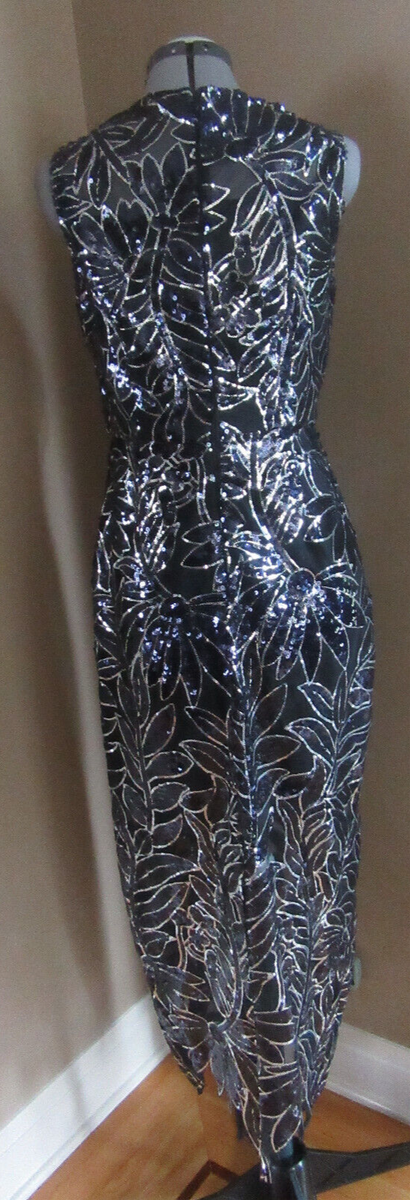 MILLY Kinsley Floral blk/navy Sequin Lace Embroidered Cocktail Midi Dress Sz 8 | eBay MILLY Kinsley Floral blk/navy Sequin Lace Embroidered Cocktail Midi Dress Sz 8 | eBay