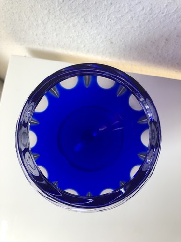 Vintage Nachtmann Germany Cobalt Blue Lead Cut to Clear Crystal Glass - Picture 5 of 10