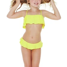 L Space Girl's Lucy Yellow Ruffle Bikini Set L3777 Kids Size 6