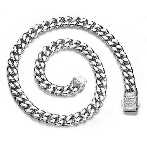 6mm-14mm Mens Miami Cuban Link Chain SOLID Stainless Steel Necklace or Bracelet - Picture 10 of 29
