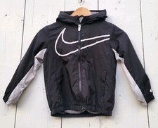 Nike Wind Runner Fleece Lined Jacket Boys Size 6 Black White Polyester