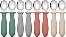 8 PCS Toddler Spoons Set - Baby Spoons with Silicone Handle Children safe 18/8 S
