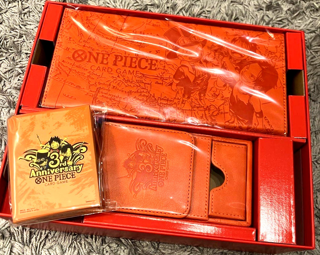 Funda Oficial One Piece y Estuche para Tarjetas y Almacenamiento 3er Aniversario Set Japonés NUEVO