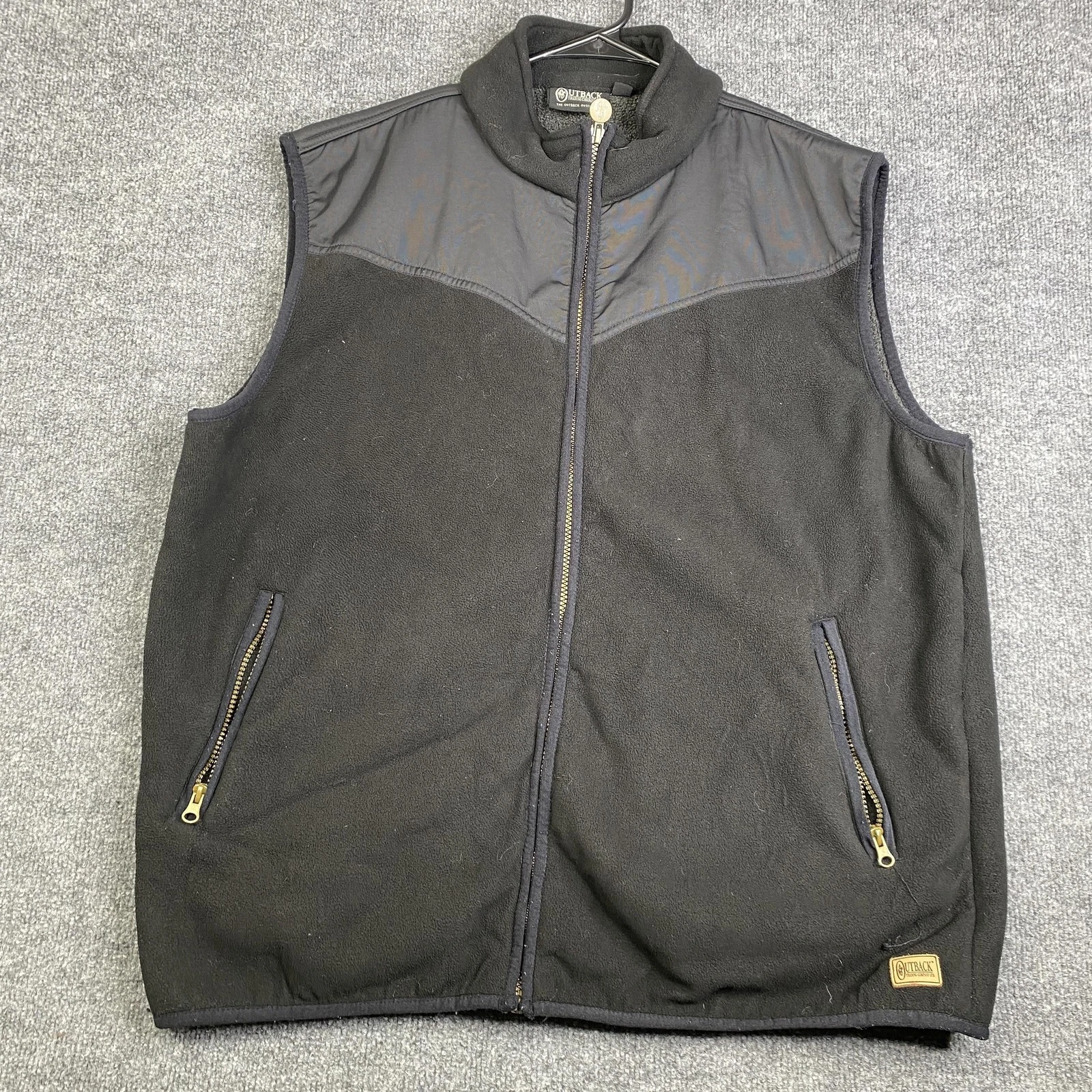 Outback Trading Co Vest Mens 2XL Black Fleece Windbreaker Zip Pockets Outdoor