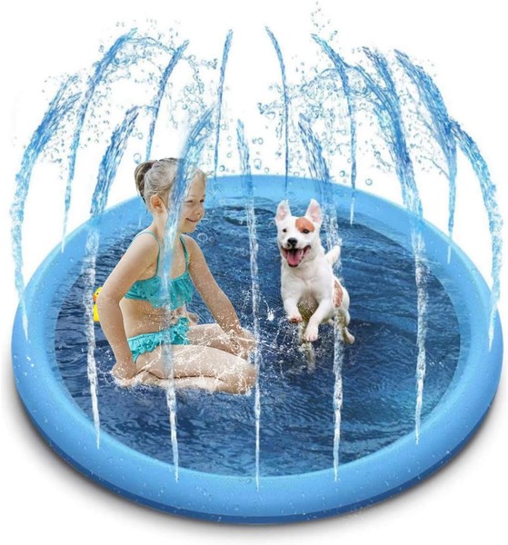 Hundepool Faltbar 150Cm Planschbecken FüR Haustiere Spritzwasser-Spielmatte-image