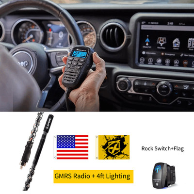 GMRS Antenna 4ft Whip 462MHz-467MHz Amber LED Lighted for Off-Road Jeep SUV UTV