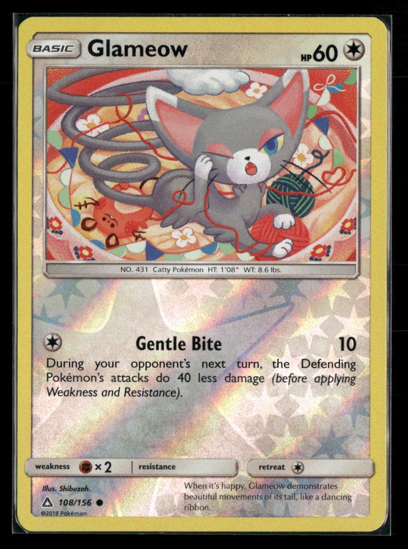 Glameow 108/156 Common Ultra Prism Pokemon Reverse Holo Near Mint