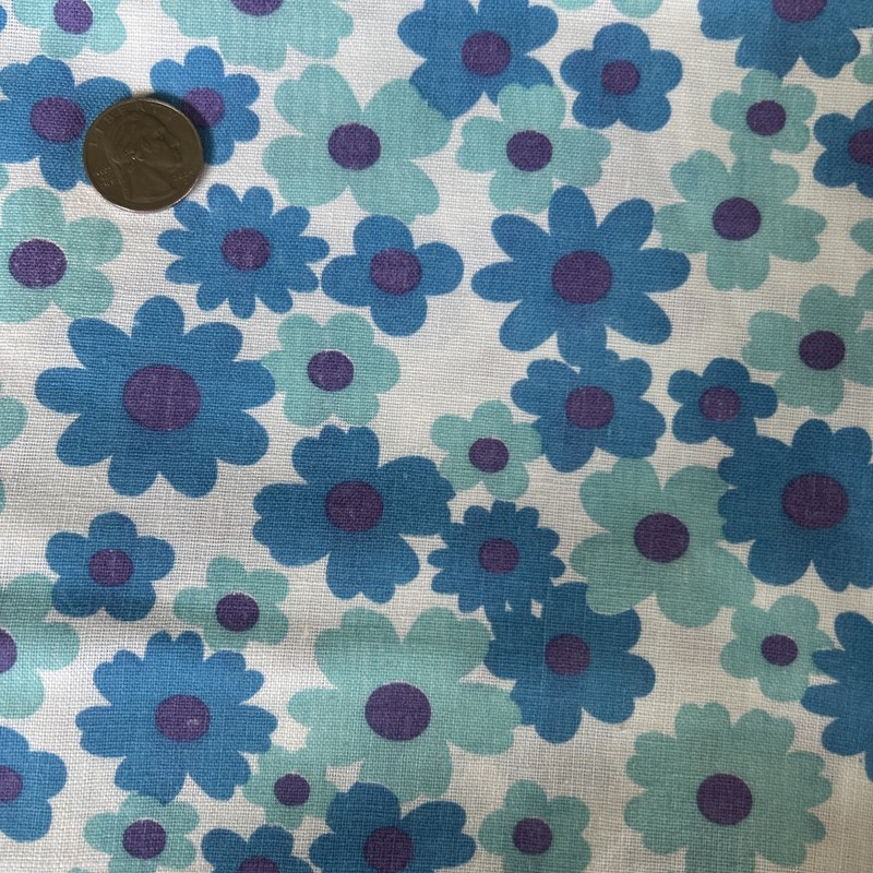Vintage Feed Sack Fabric Blue Purple Flower Power Feedsack Unopened + EXTRA