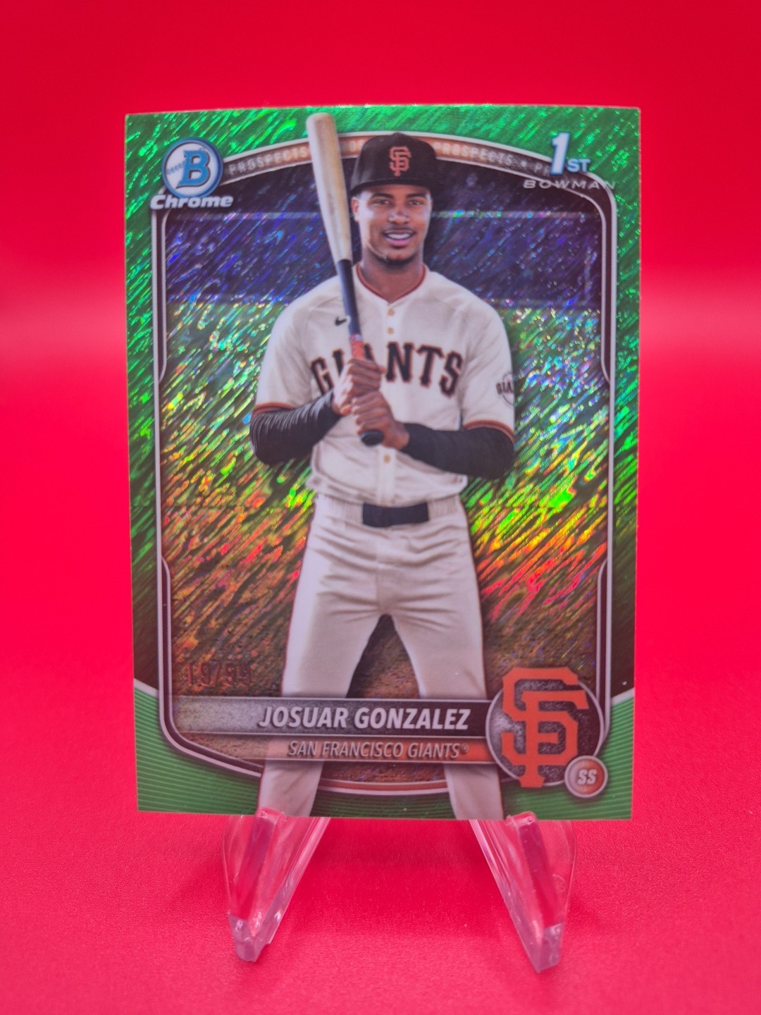 2025 Bowman Chrome Josuar Gonzalez 1st Green Shimmer Refractor /99 SF Giants 
