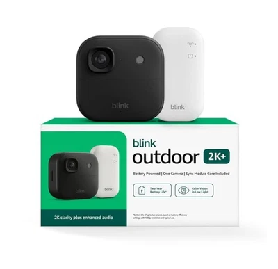 Blink Outdoor 2K+ Wireless Smart Security Camera with Sync Module Core