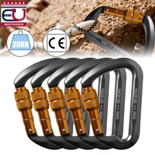 Screw Locking Climbing Carabiner Clips 30KN Heavy Duty D Ring Safety Hook Lock