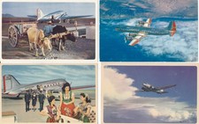 4 United Airlines Prop Planes Vintage Postcards