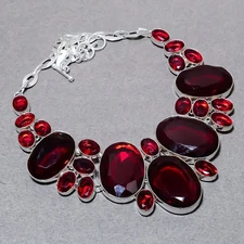 Faceted Mozambique Garnet Gemstone Handmade Fashion Jewelry Necklace 18" SR 1382