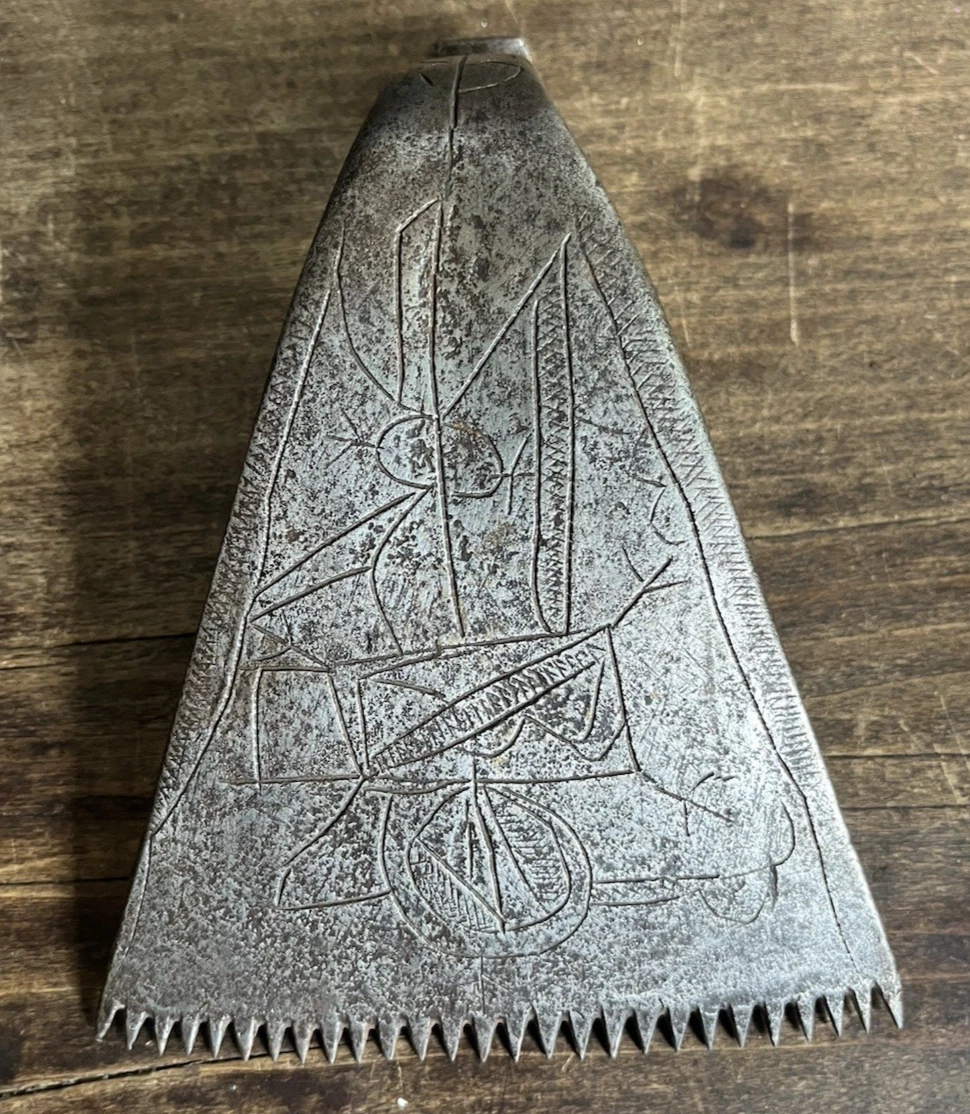 Antique Wrought Iron Dough Scraper Incised Decorated Tool Circa 1775 Folk Art
Opens in a new window