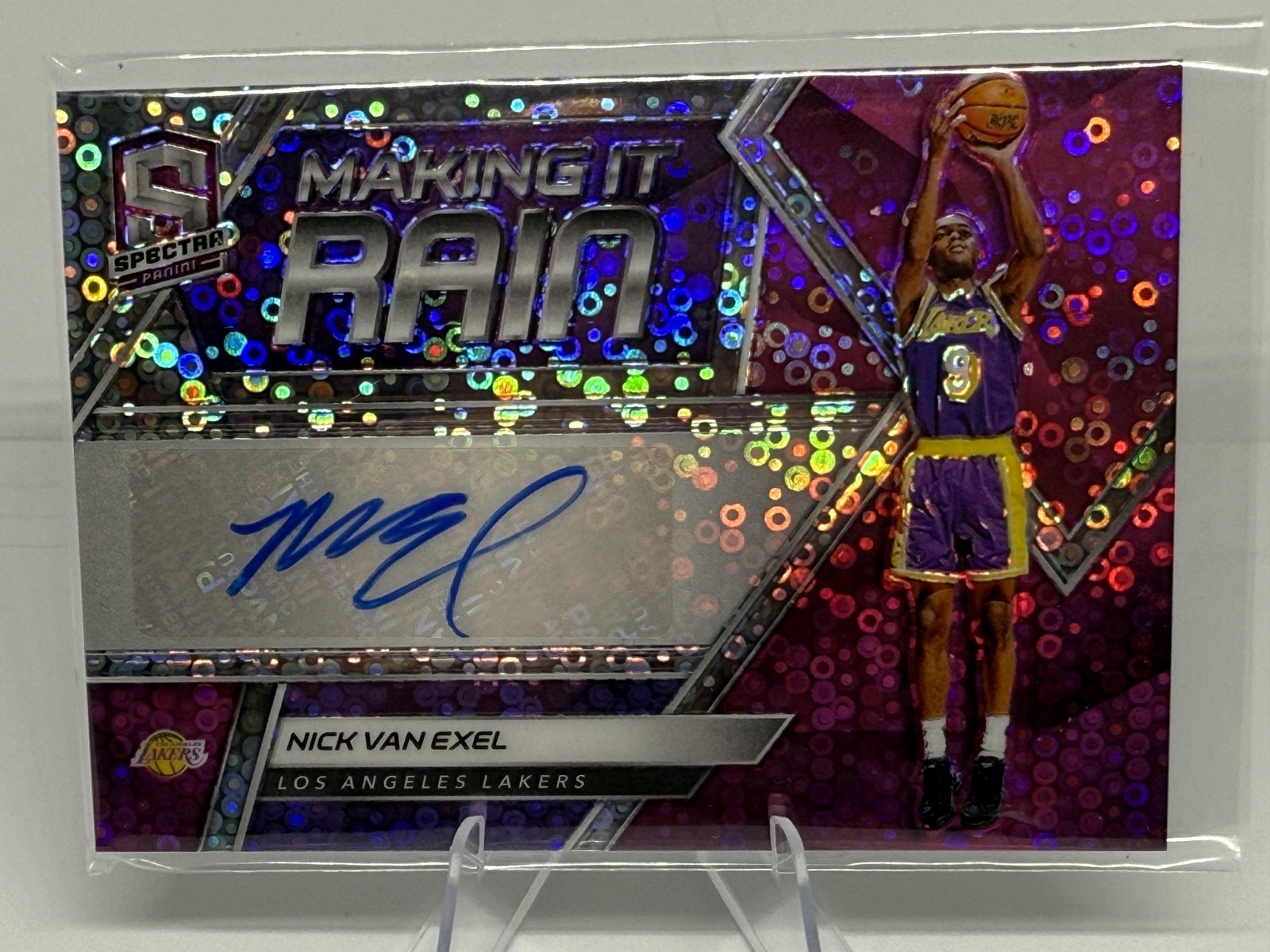 18-19 Spectra Nick Van Exel Making it Rain Auto Neon Pink /25