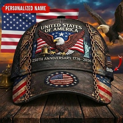 USA 250th Anniversary Hat Patriotic Eagle Bell 1776 2026 Celebration Cap 2026
